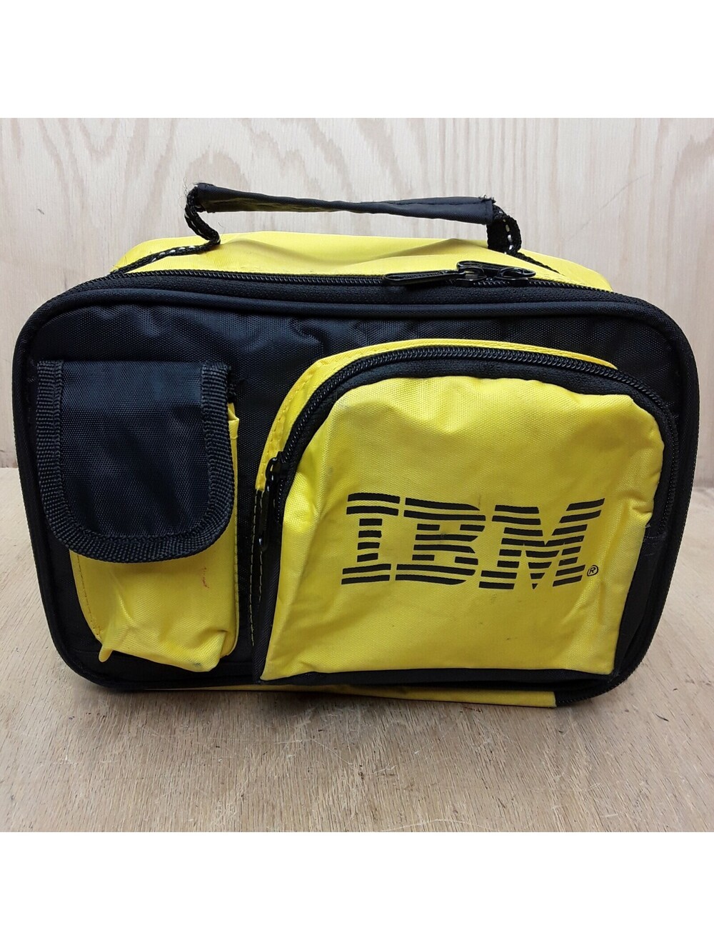 YELLOW IBM Lunch Box / Bag Vintage Logo Cooler Meal Cold Warm